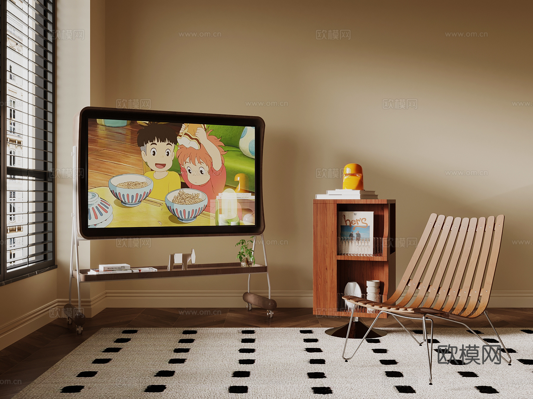 19中古风支架电视 休闲椅3d模型