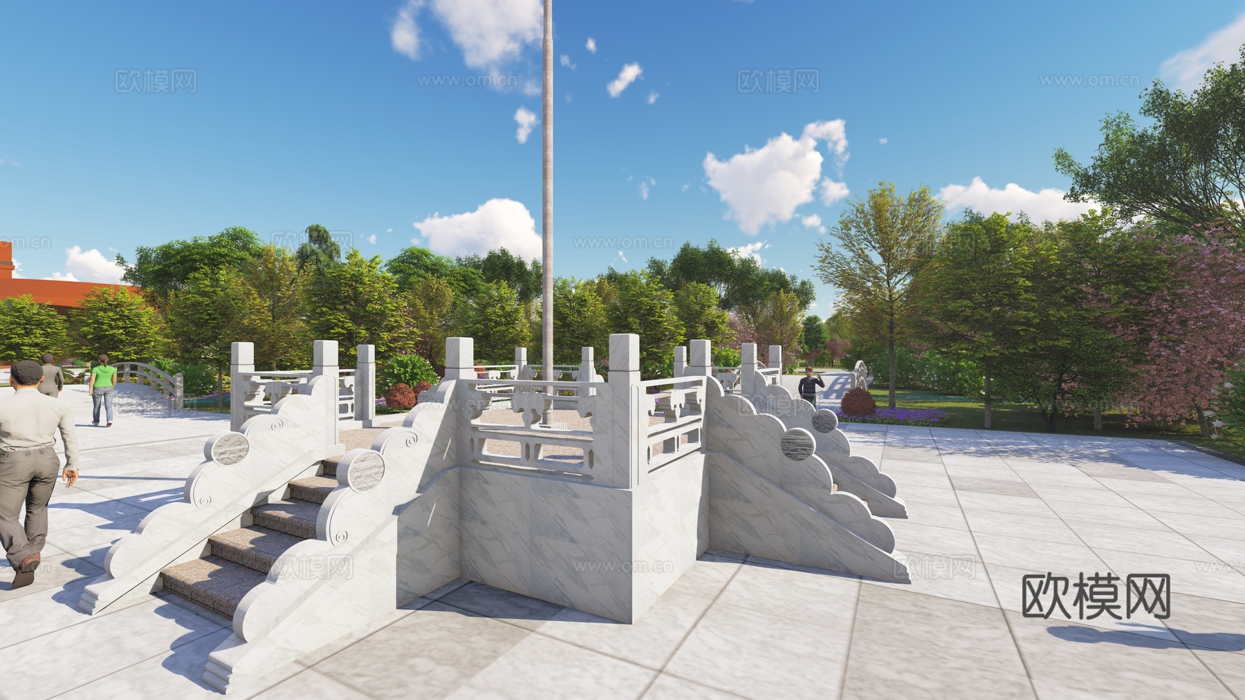 现代升旗台su模型下载下载（渲染图2）