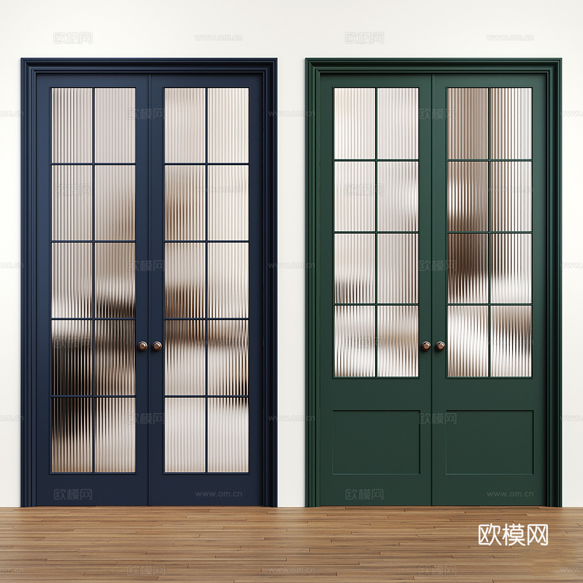 现代轻奢玻璃双开门3d模型