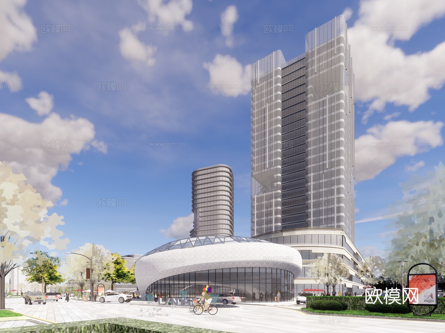现代商业综合体建筑外观su模型下载