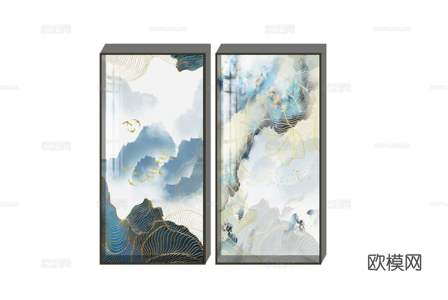 新中式装饰画su模型下载
