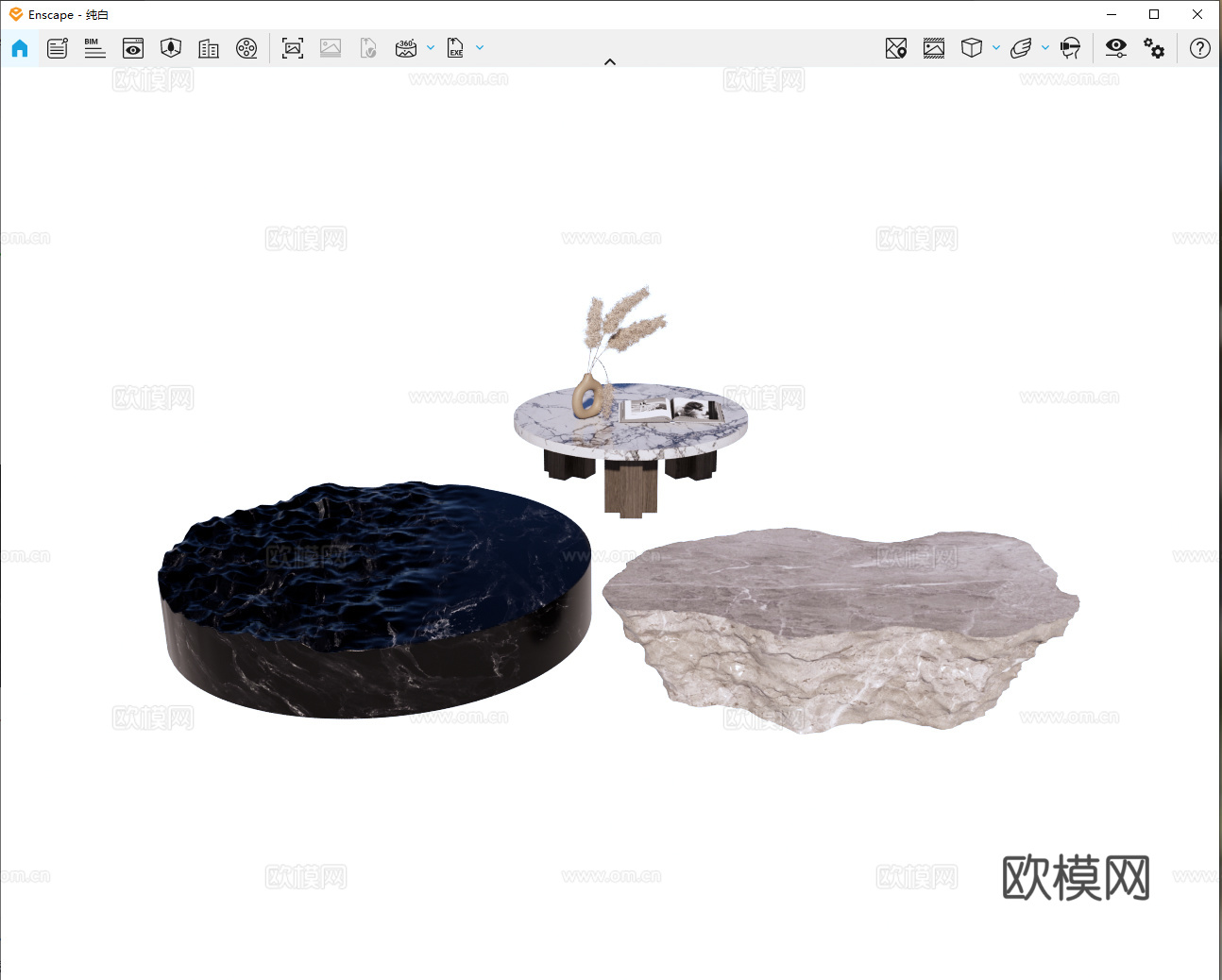 茶几 茶几组合 圆形茶几 石材茶几 大理石茶几su模型