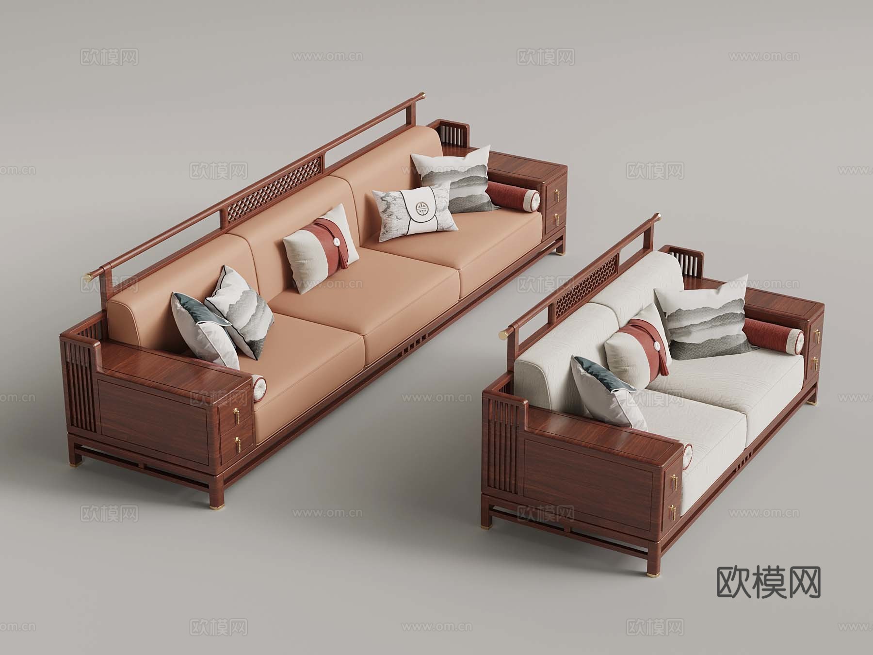 15新中式沙发组合3d模型