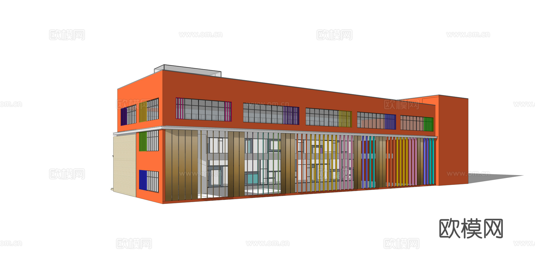 现代教学楼建筑外观su模型下载