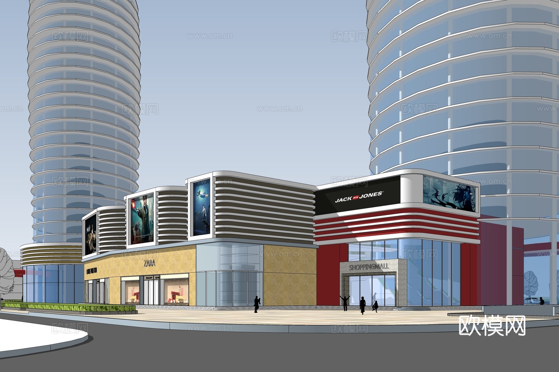 现代商业综合体建筑外观su模型下载