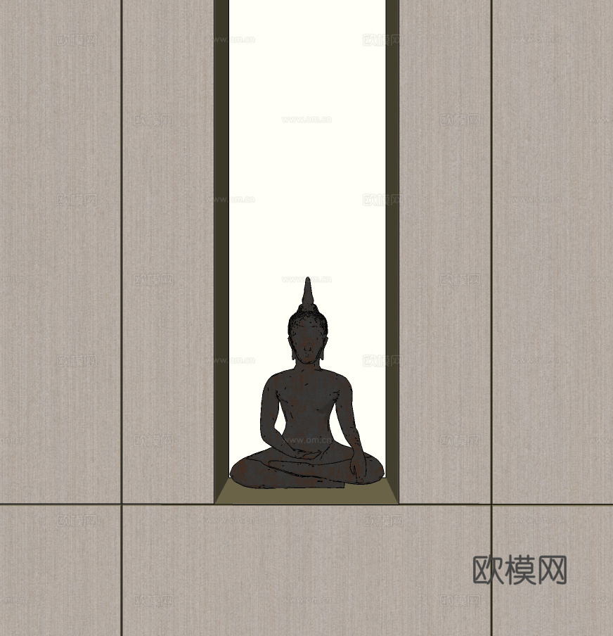 新中式佛像雕塑su模型下载