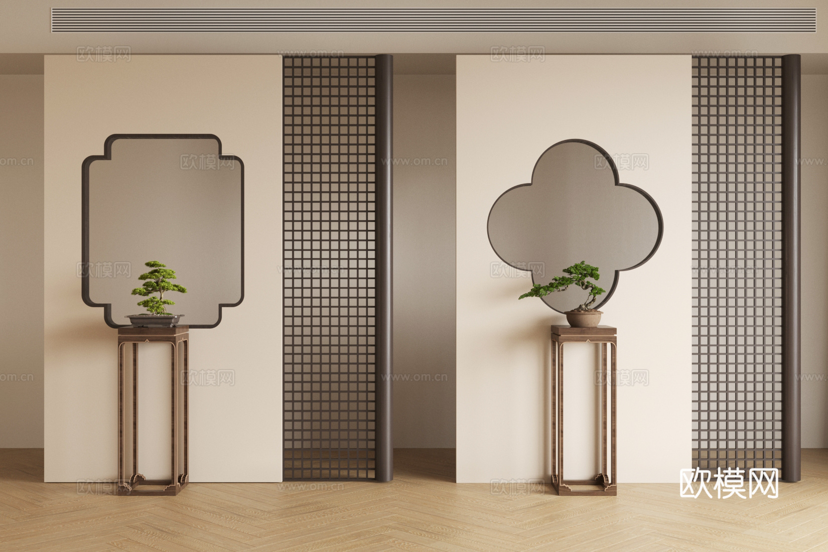 盆栽 室内景观花艺 罗汉松 盆景 餐桌盆栽摆件 茶几盆栽摆件3d模型