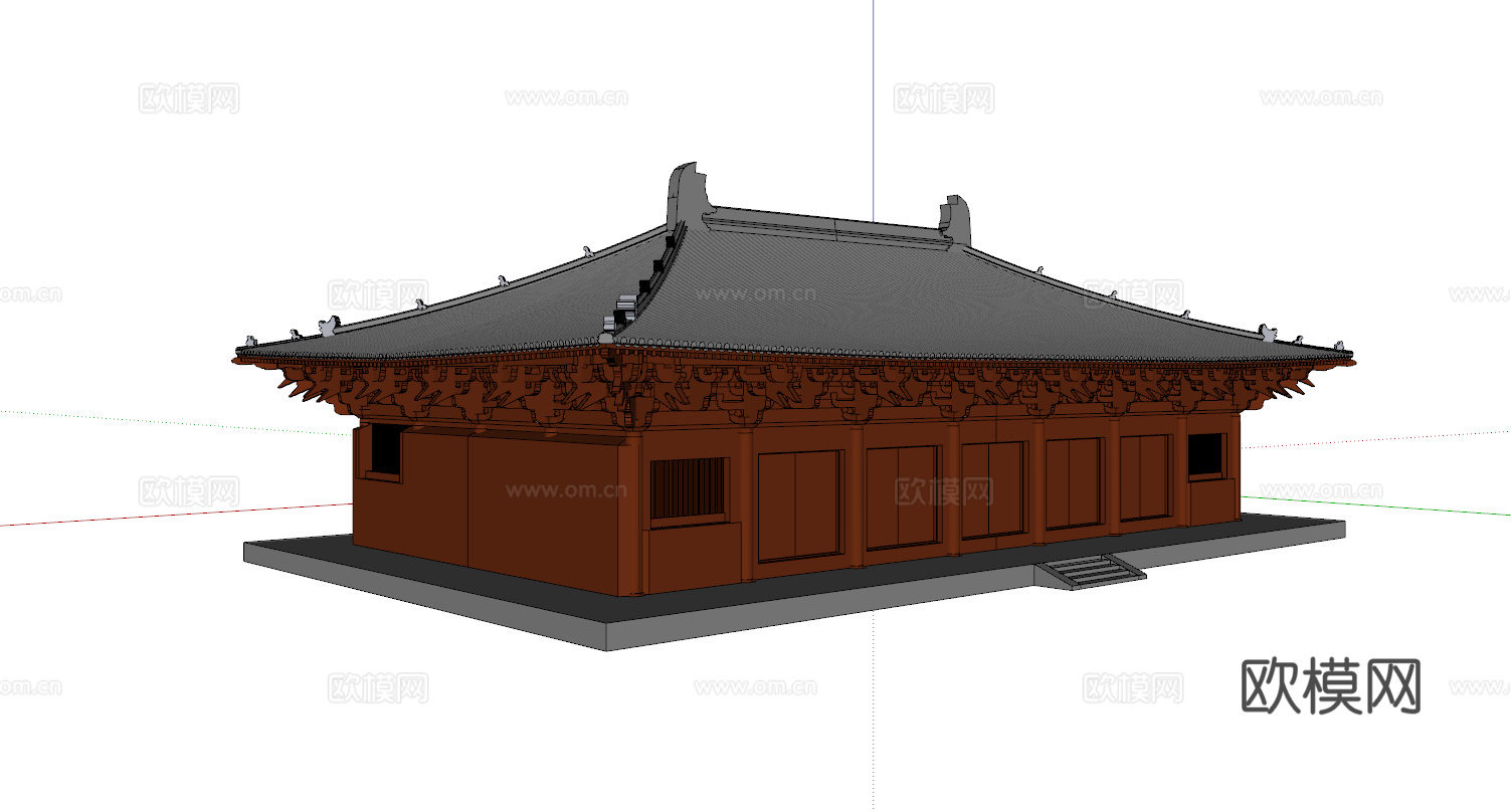 中式古建佛光寺大殿su模型下载