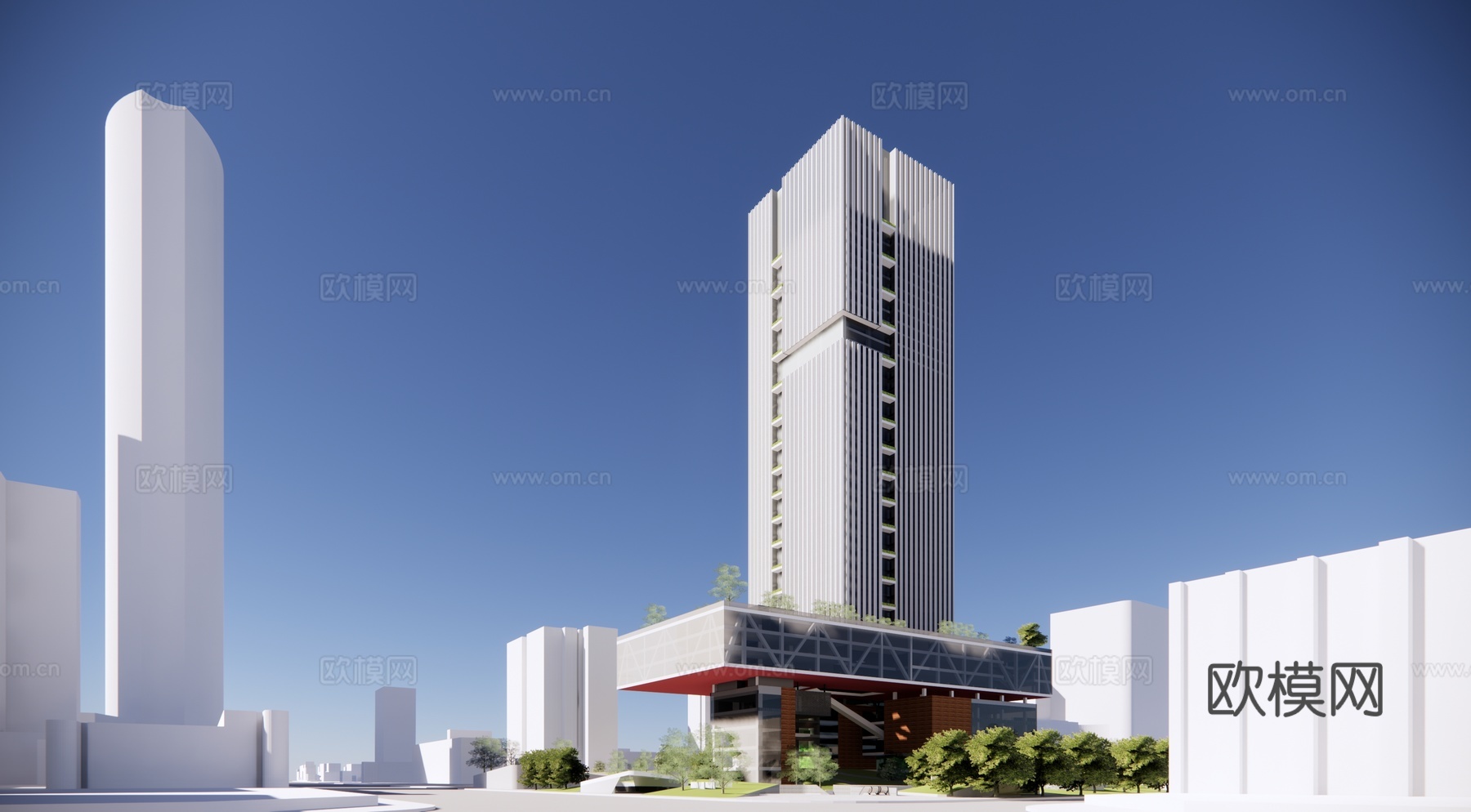 现代商业楼外观su模型下载
