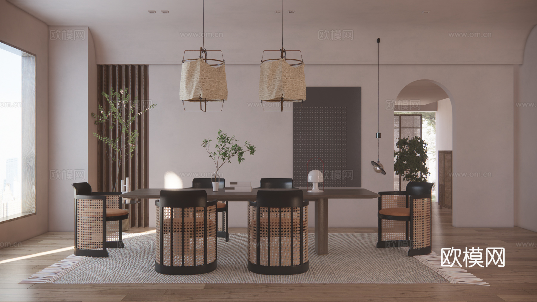 现代侘寂餐厅su模型下载