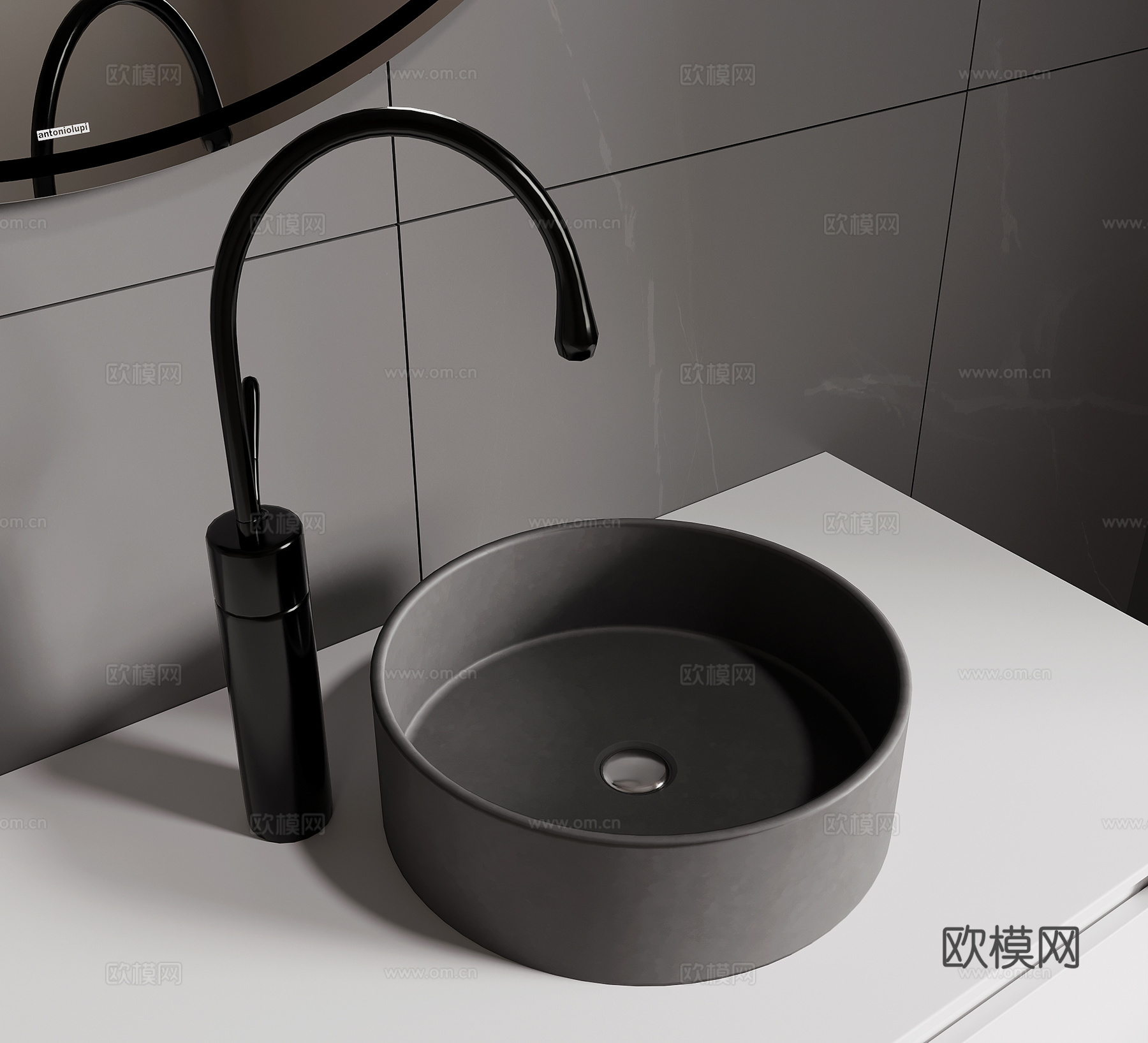 24台盆 现代台上盆 洗手盆 水龙头su模型