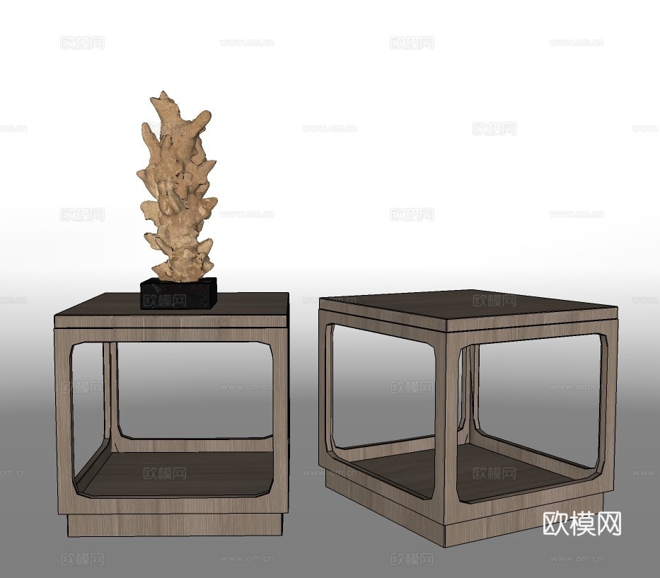 现代实木边几su模型下载