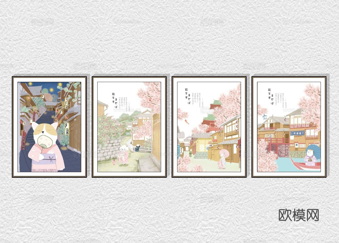 日式装饰画挂画su模型下载