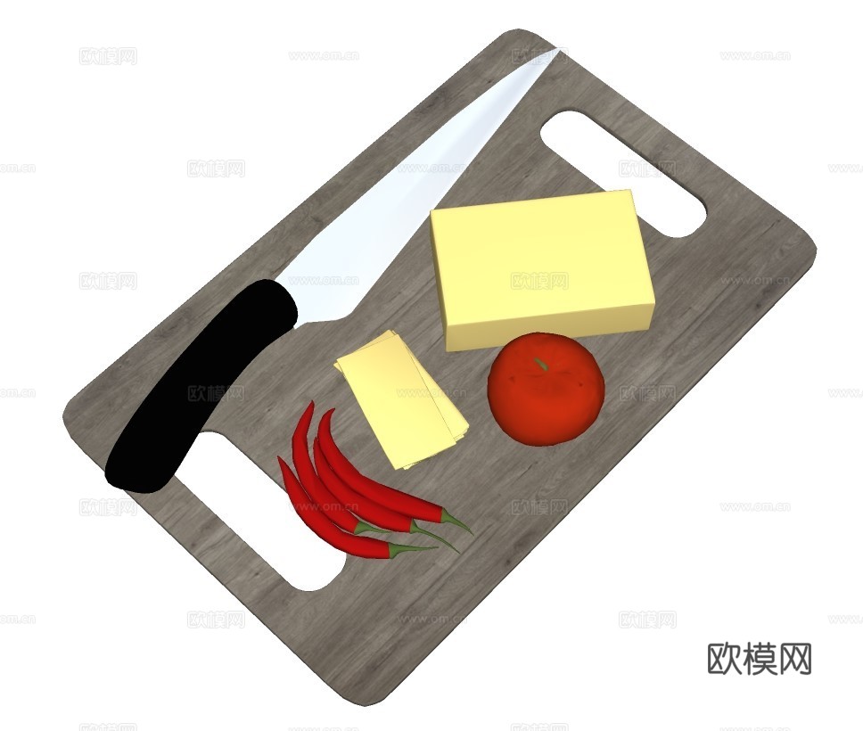 现代刀具砧板su模型下载