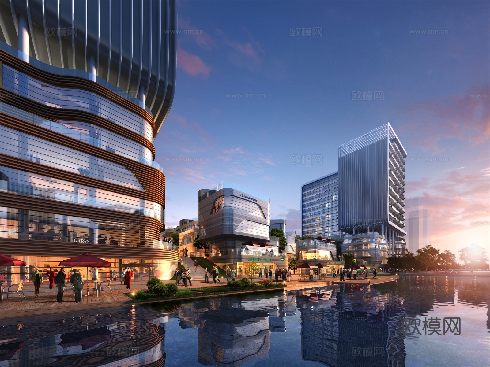现代商业中心建筑外观su模型下载