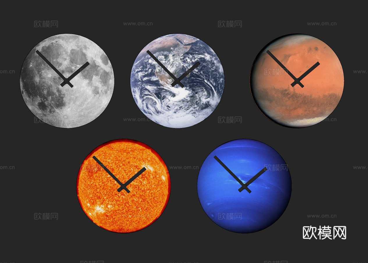 现代太空星球挂钟su模型下载