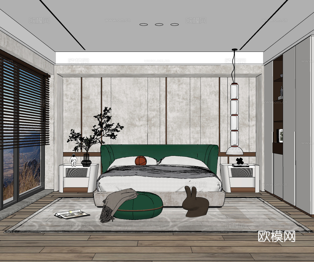 现代卧室su模型下载
