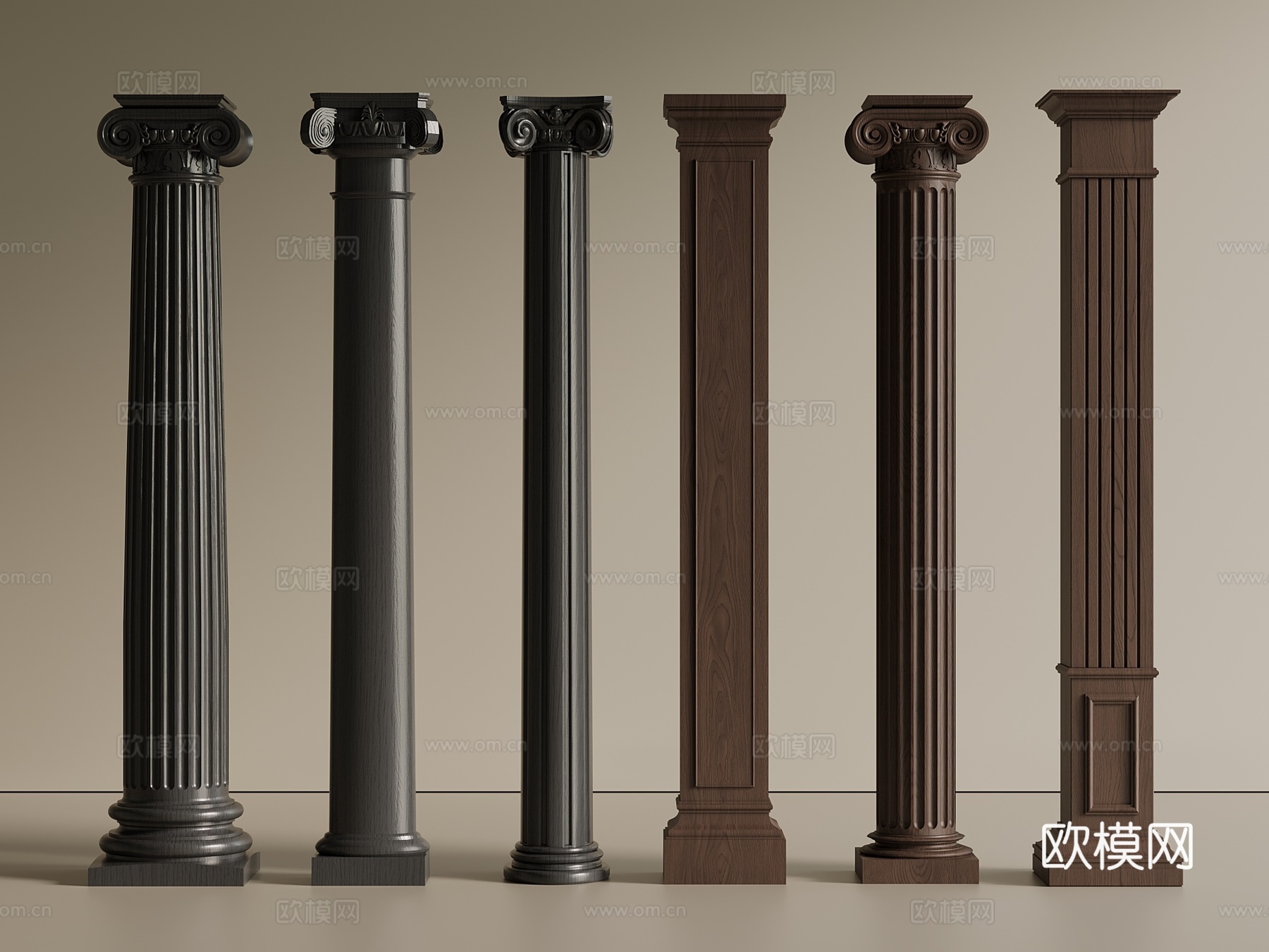 欧式 法式 柱子 罗马柱 石膏柱3d模型