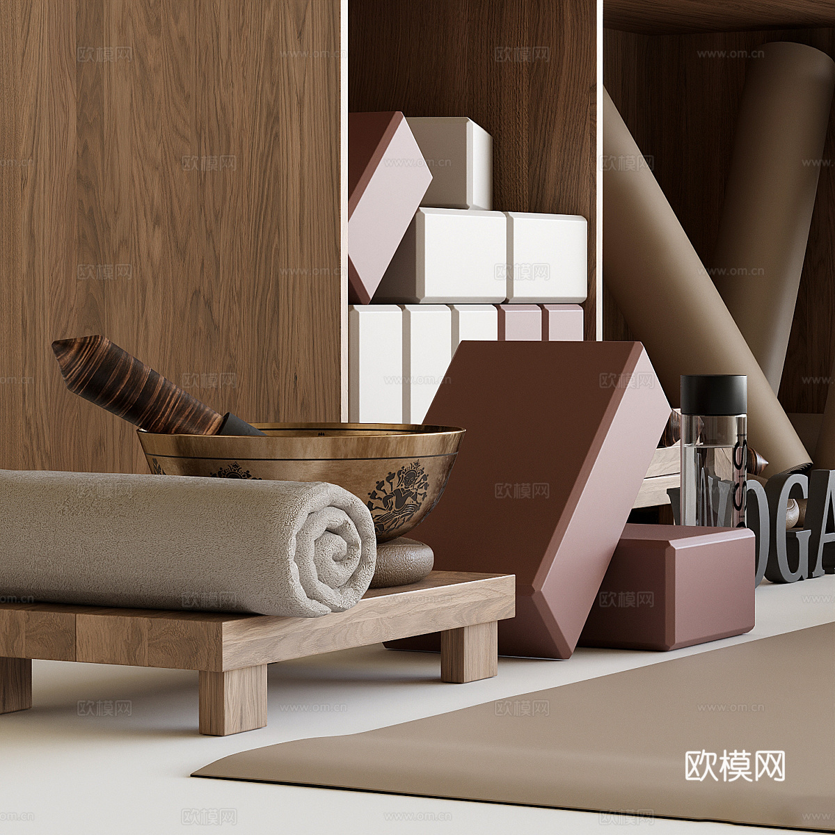 现代瑜伽健身器材 器材柜3d模型