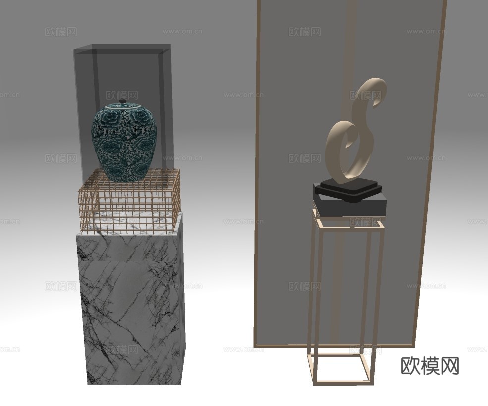 现代金属雕塑摆件su模型下载