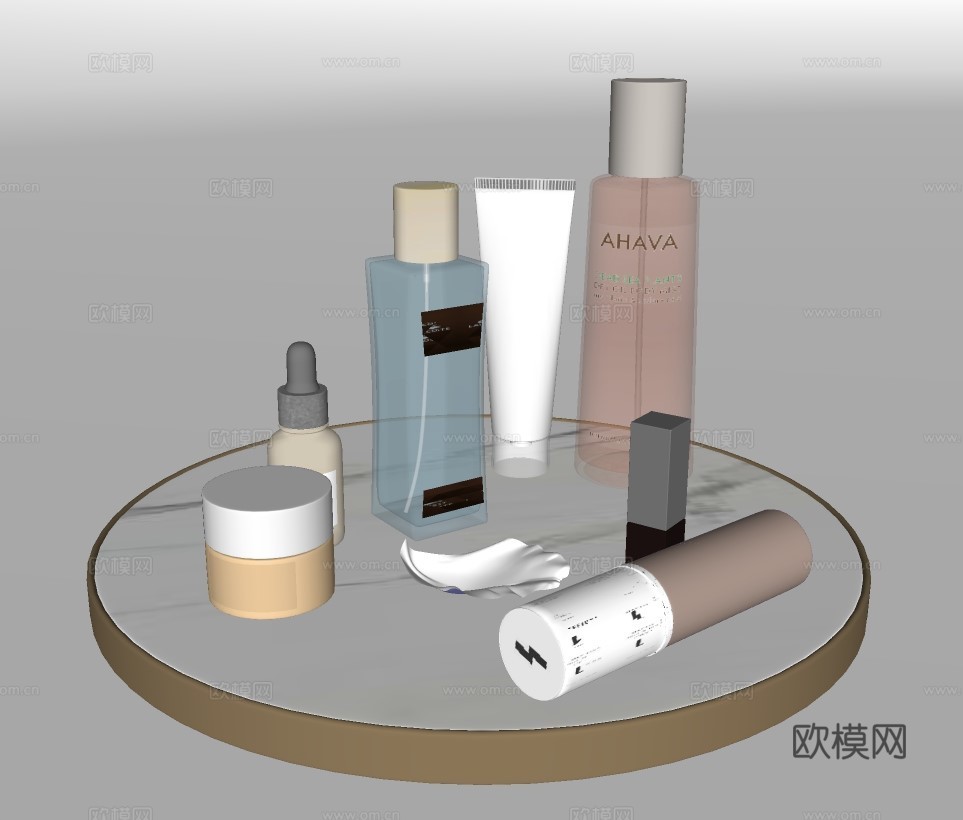 现代面霜口红爽肤水化妆品su模型下载