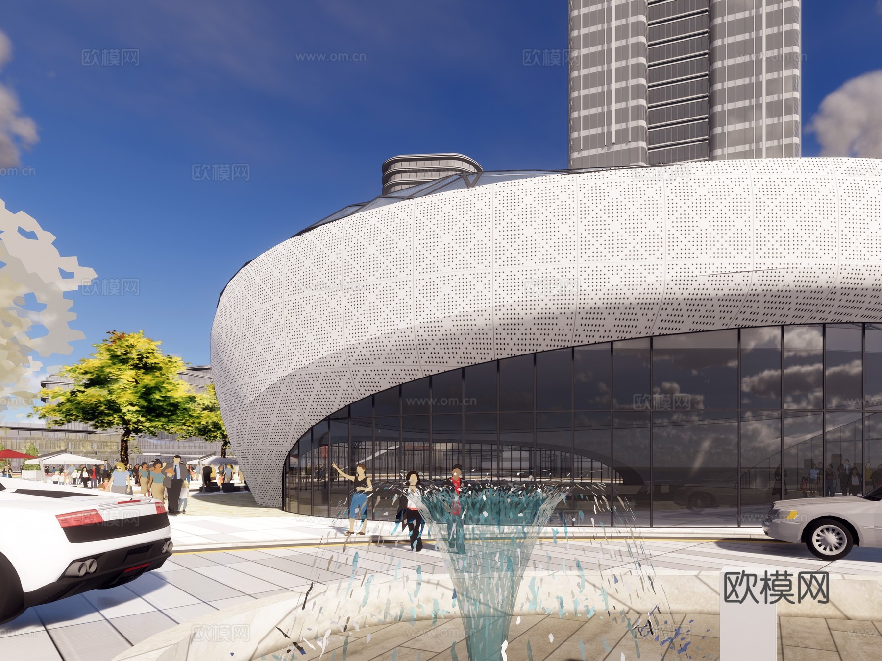 现代商业综合体建筑外观su模型下载