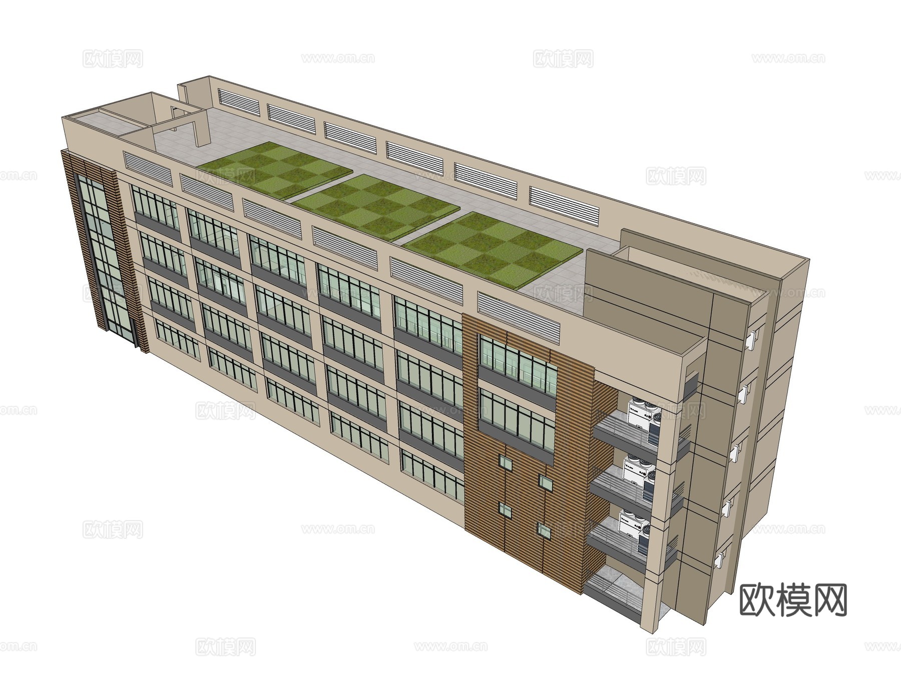 现代食堂建筑外观su模型下载
