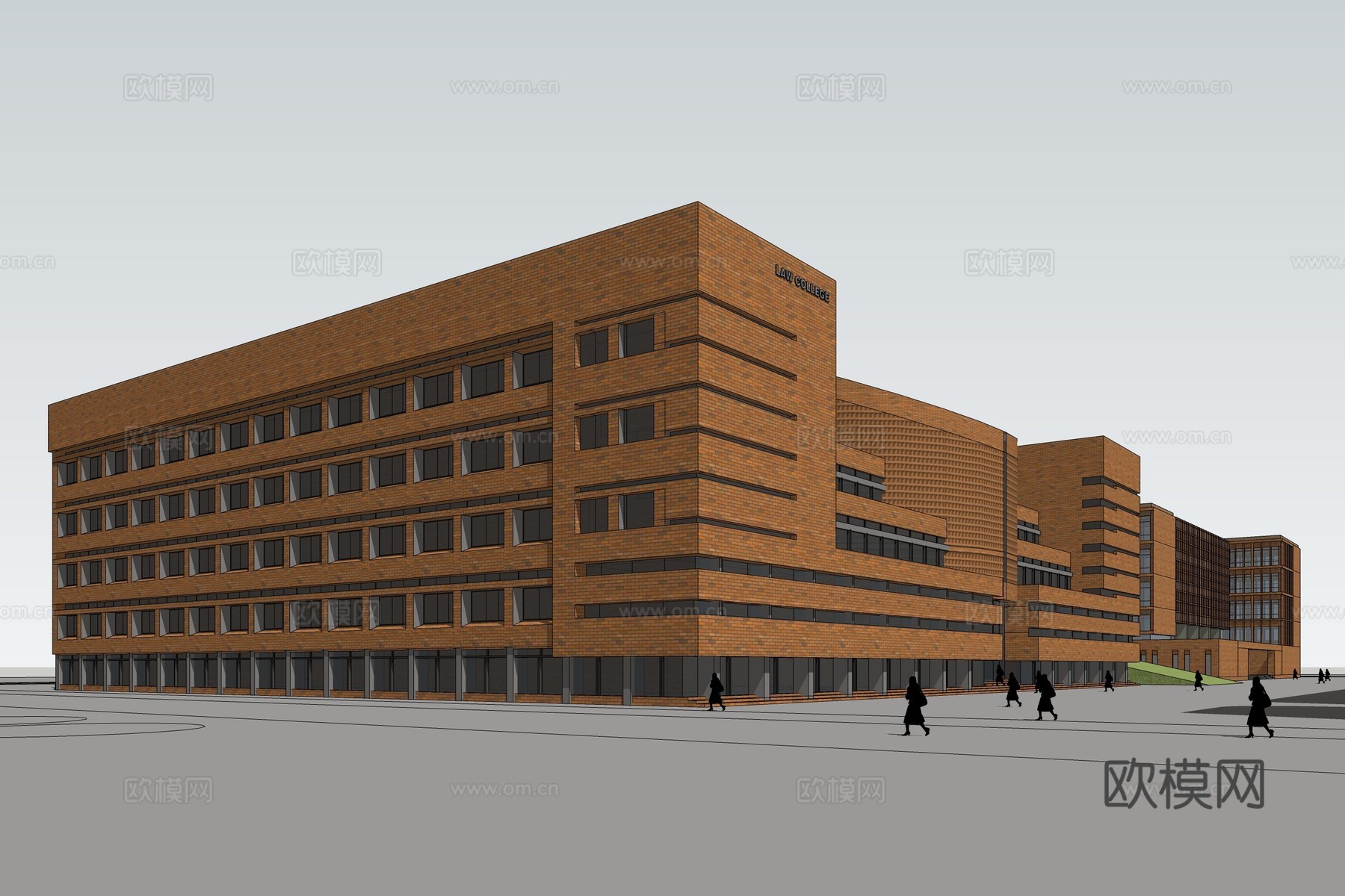 现代教学楼建筑外观su模型下载