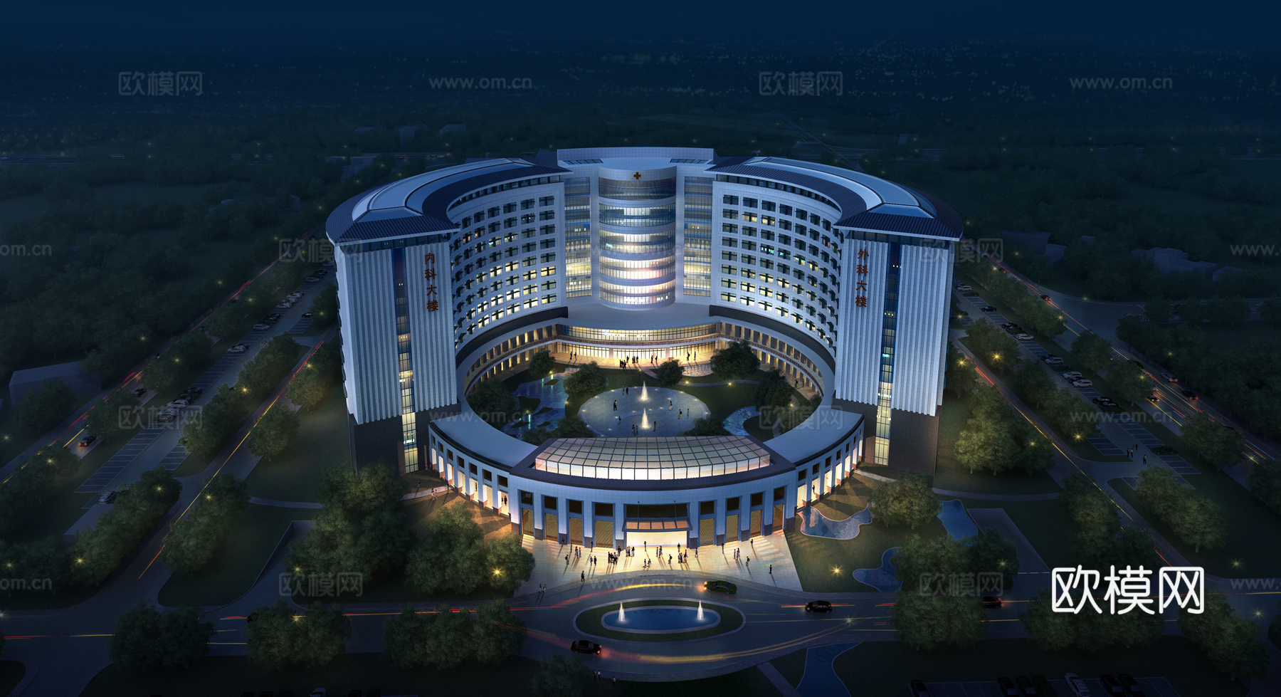 现代医院建筑外观su模型下载