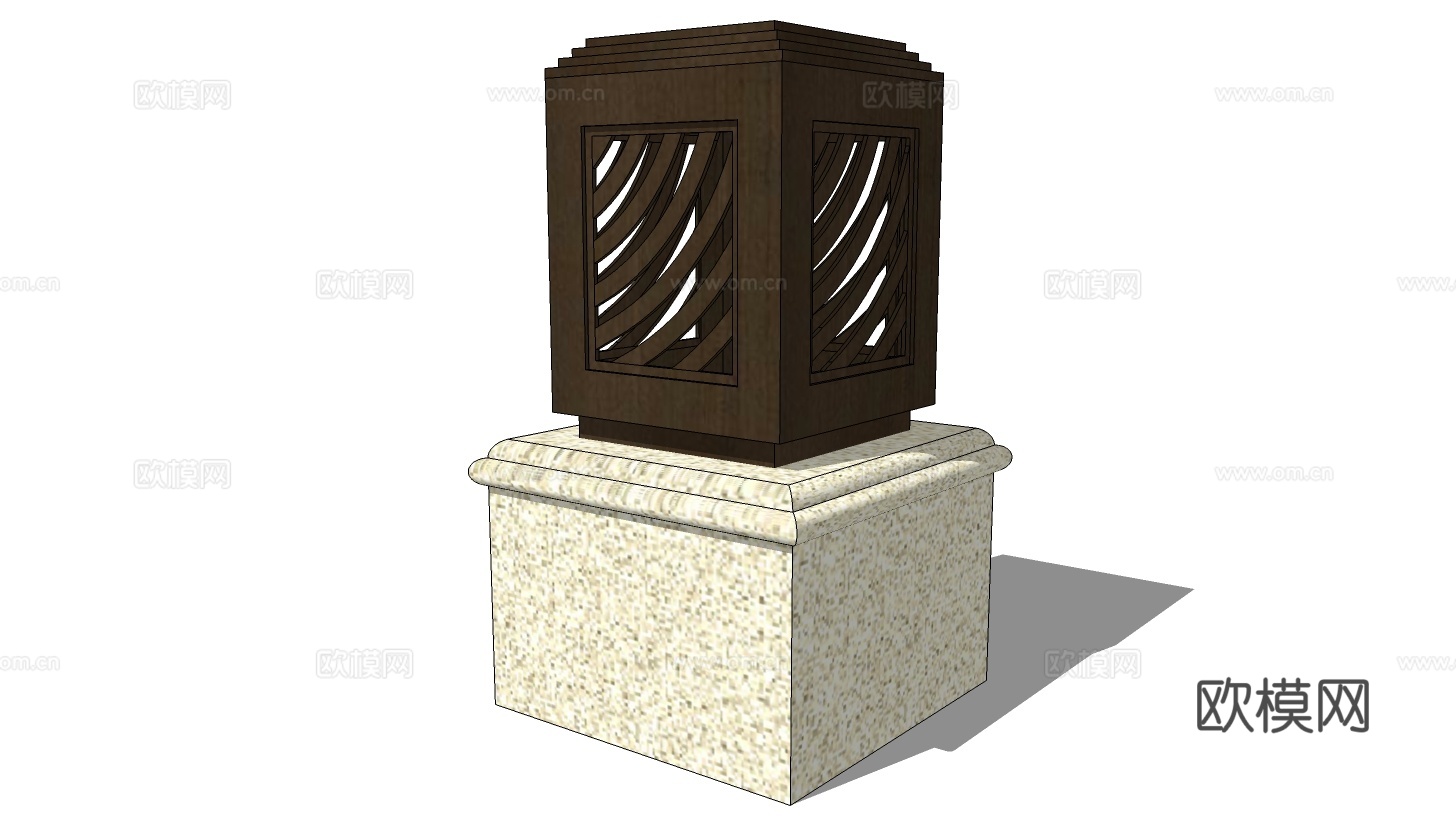 新中式庭院景观灯su模型下载