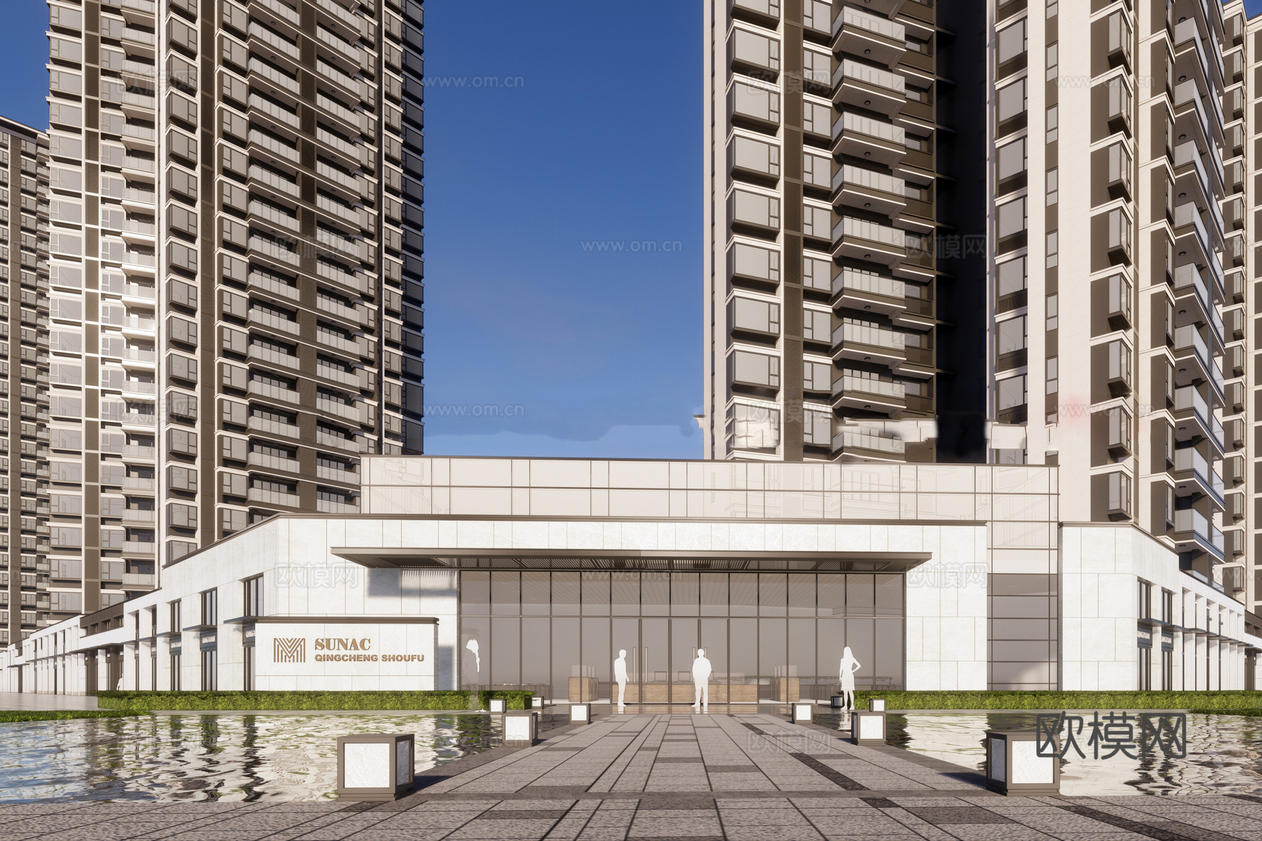 现代住宅小区外观su模型下载