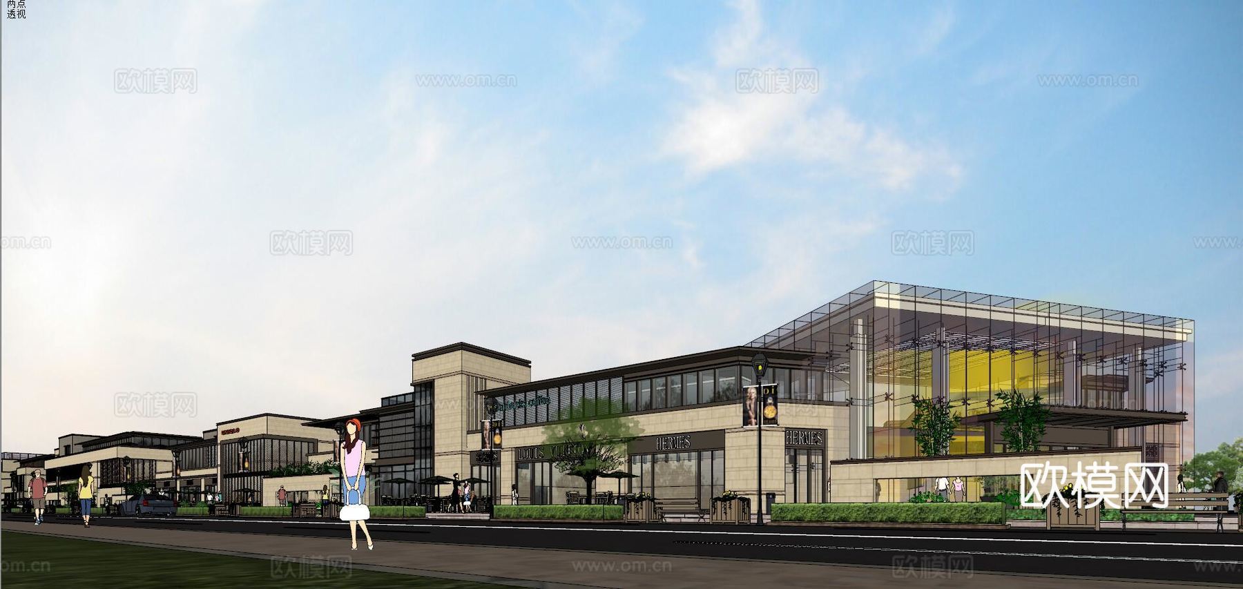 新古典售楼处外观su模型下载