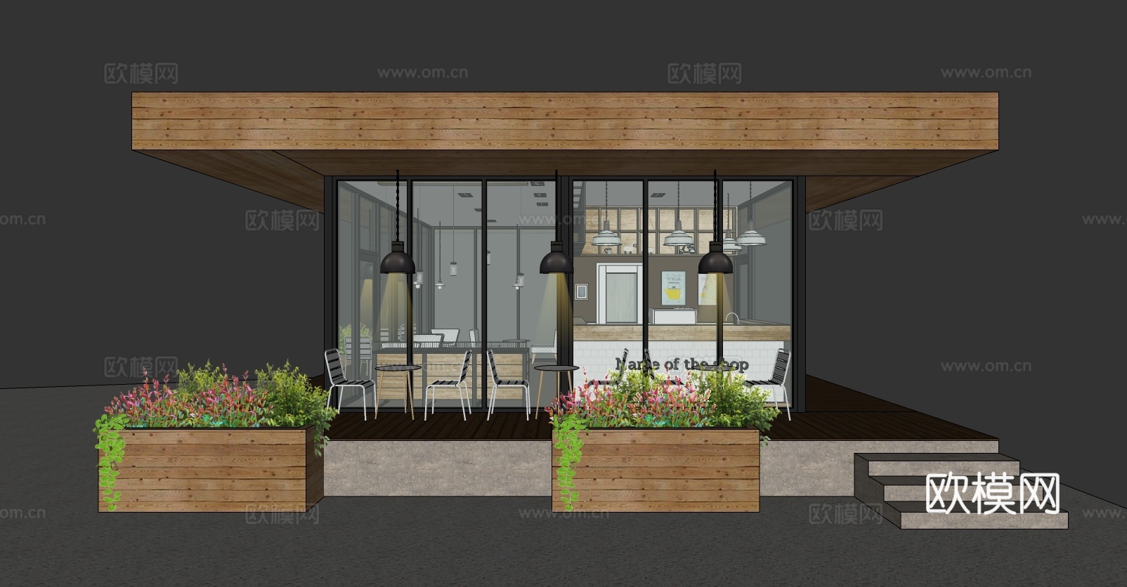 现代咖啡店su模型下载