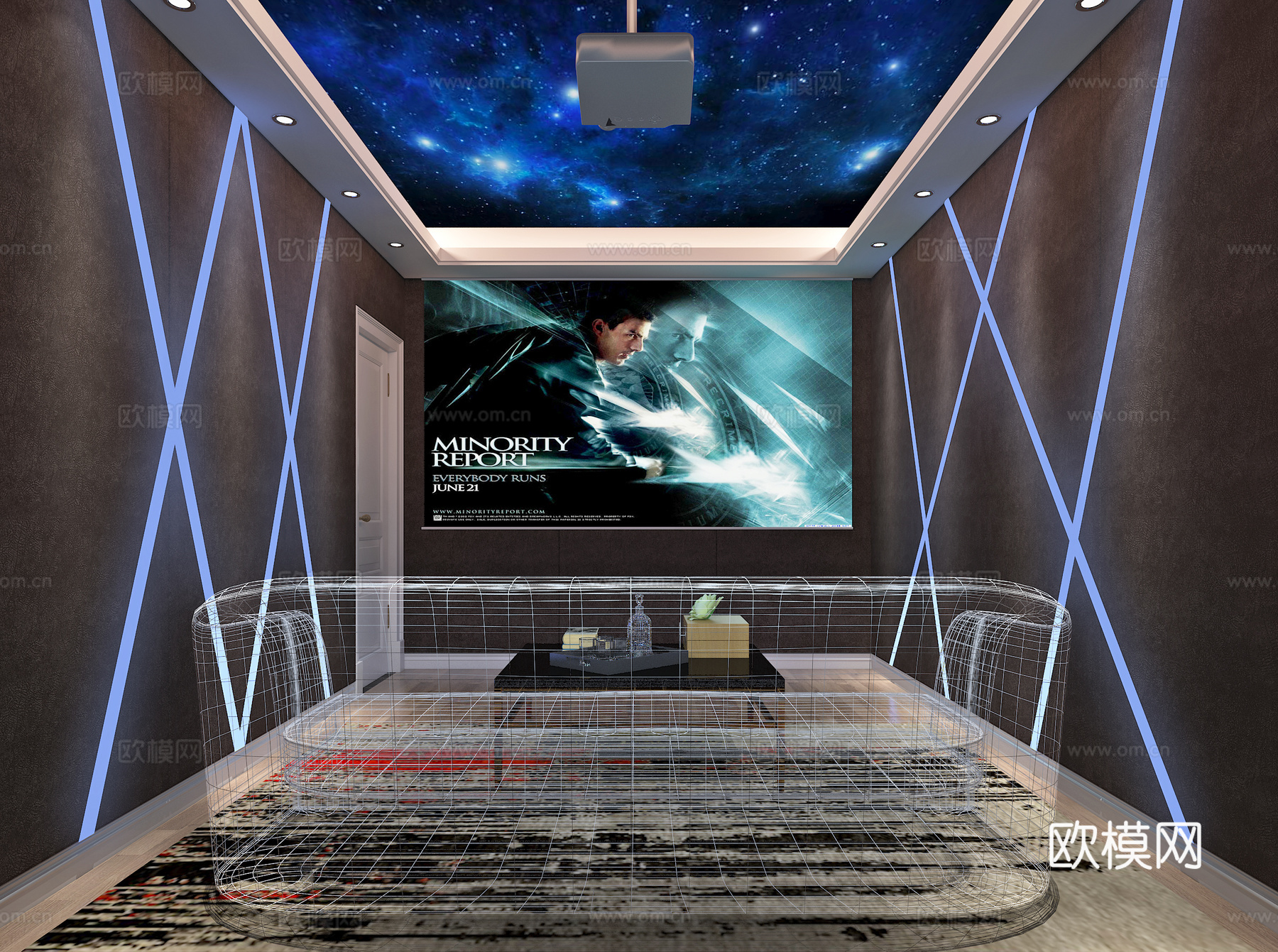 现代影音室3d模型