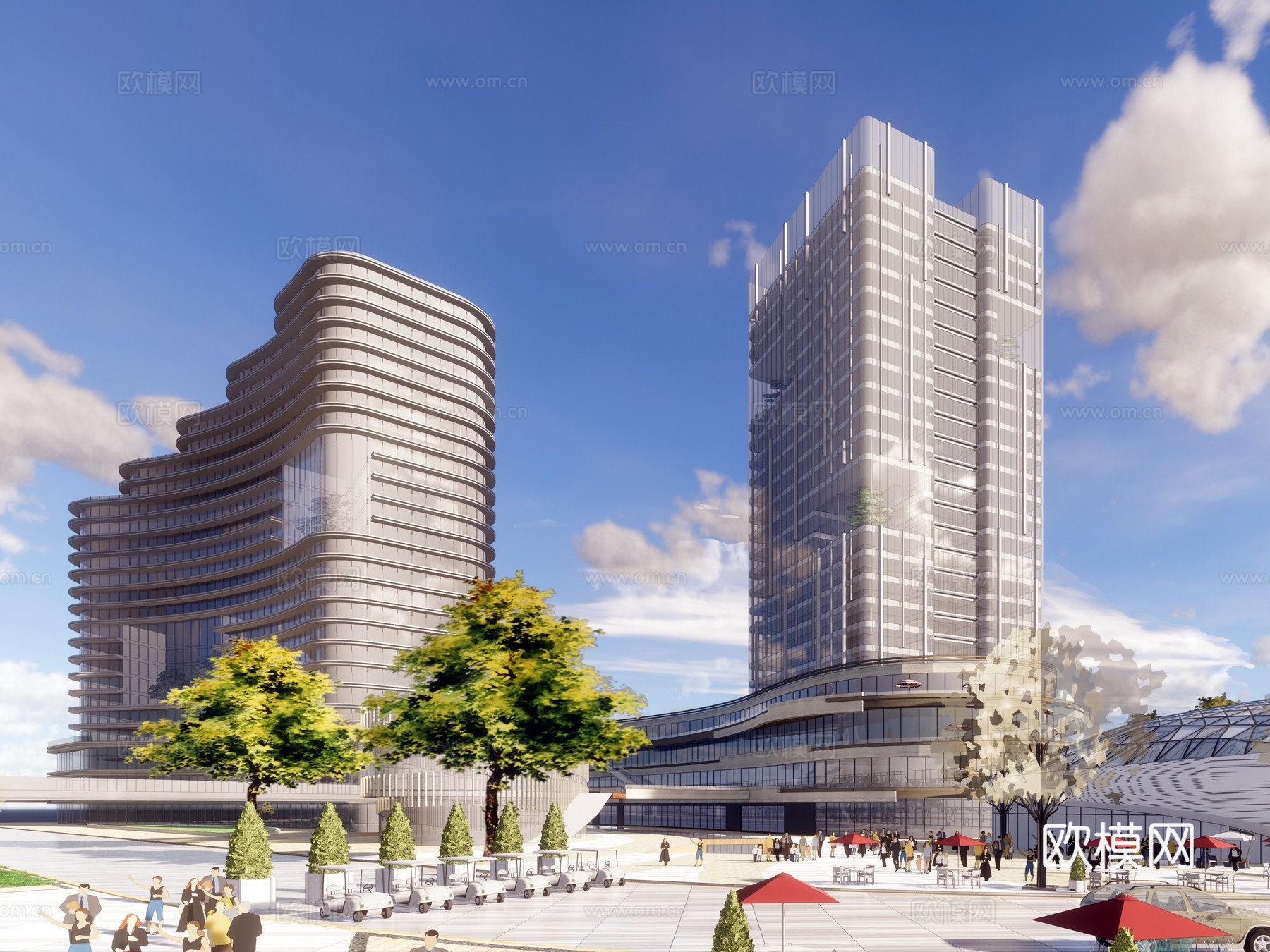 现代商业综合体建筑外观su模型下载