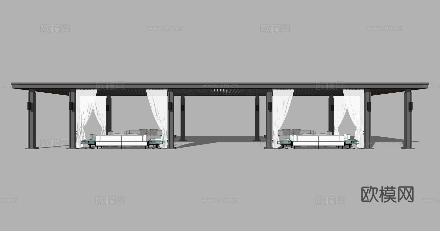 现代廊架园艺小品su模型下载