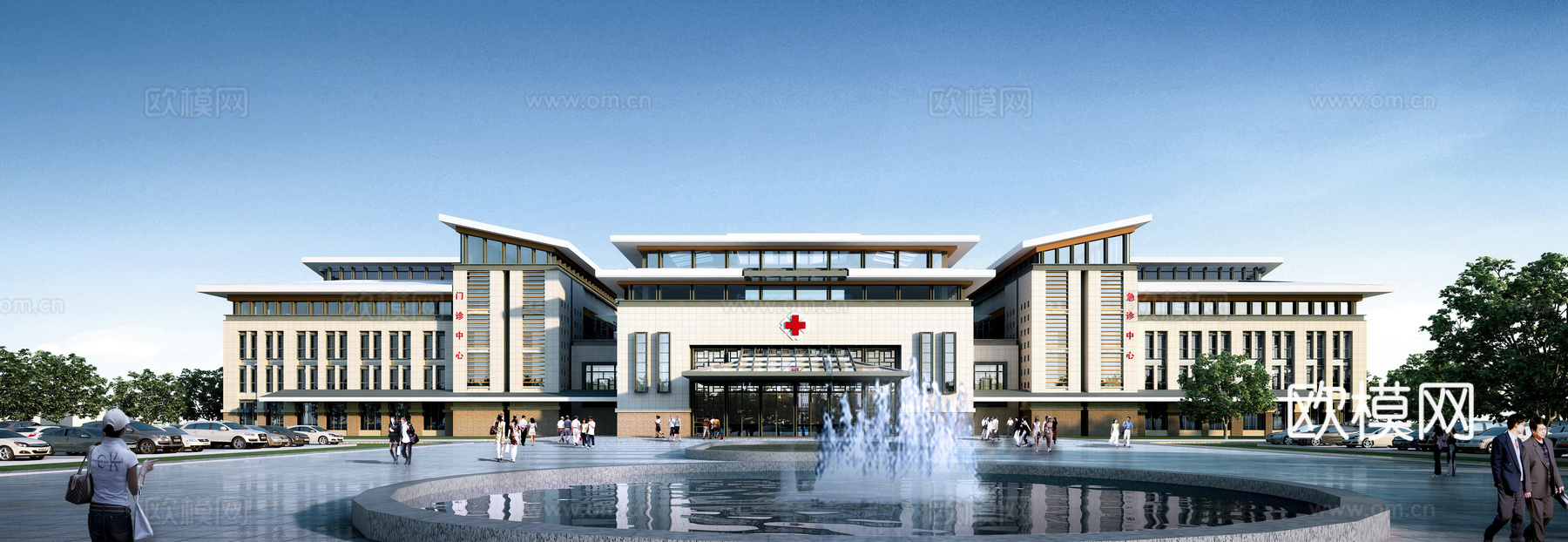 现代医院建筑外观su模型下载
