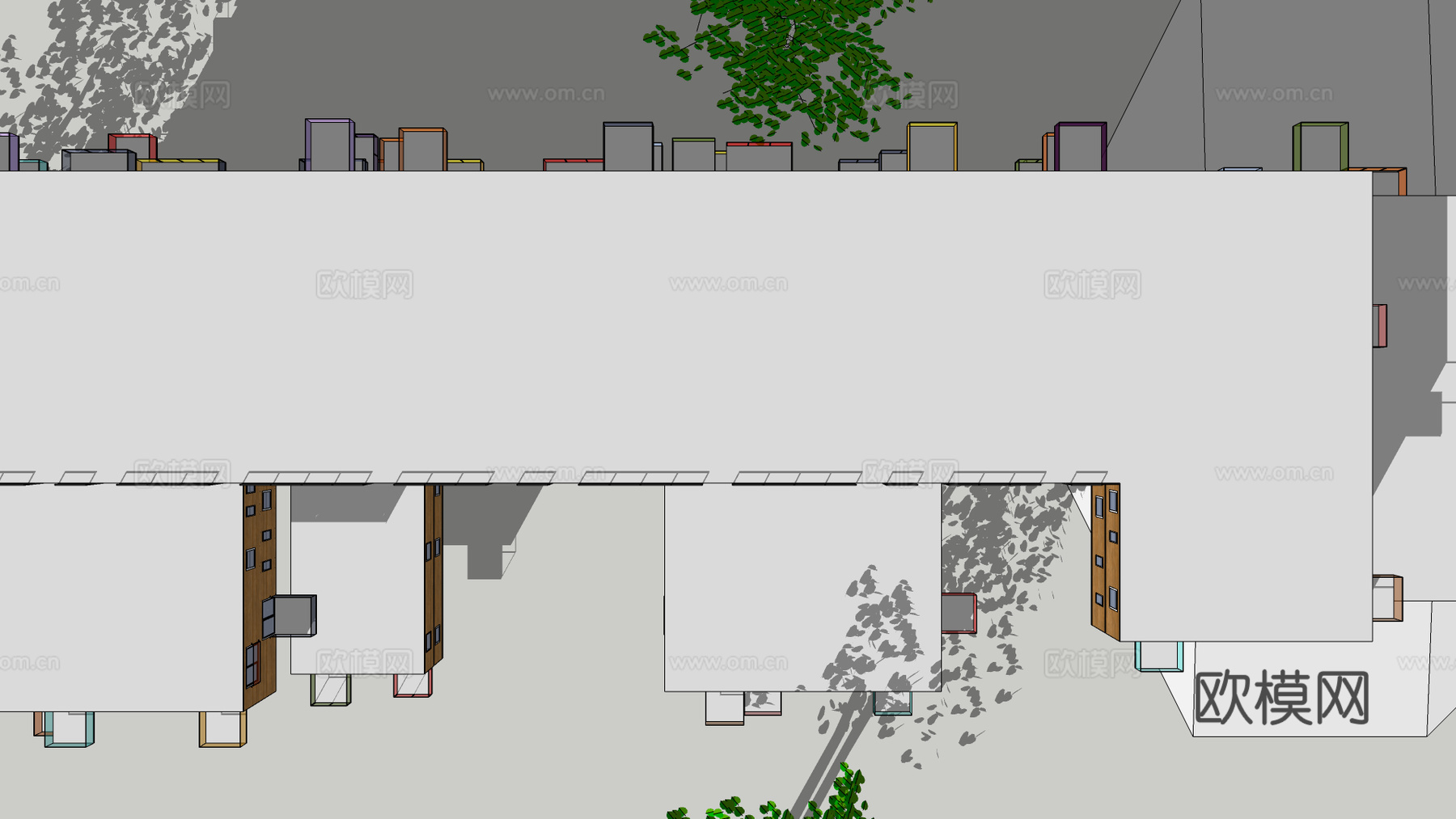 现代住宅楼建筑外观su模型下载