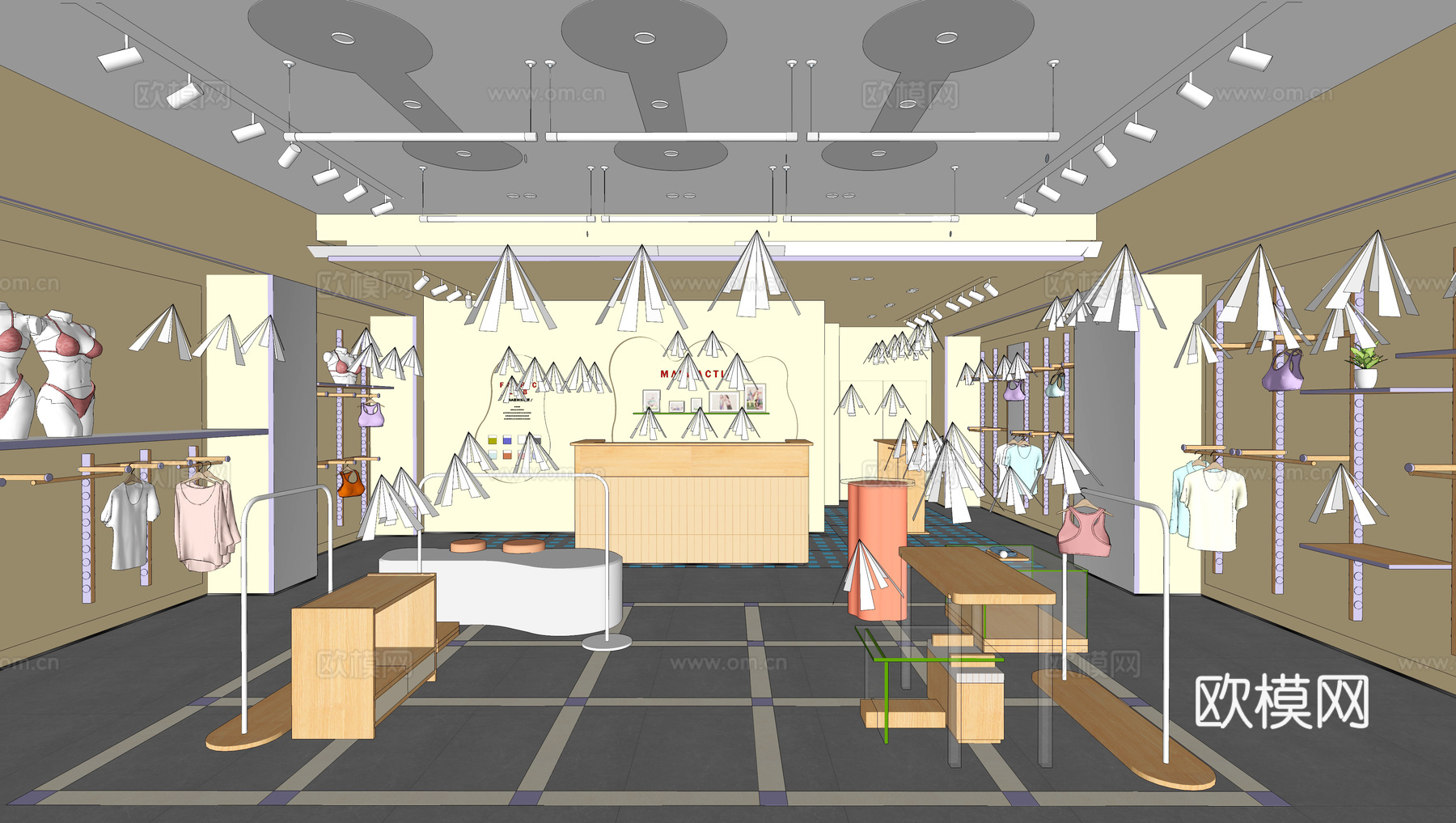 现代服装店su模型下载