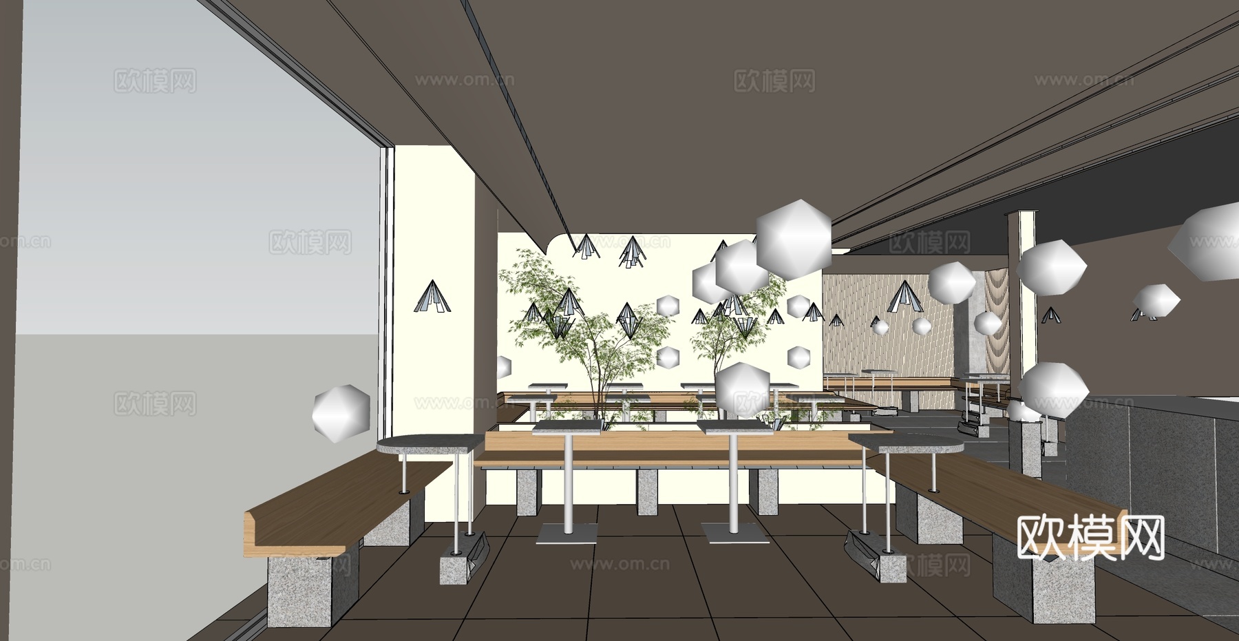 现代咖啡店su模型下载
