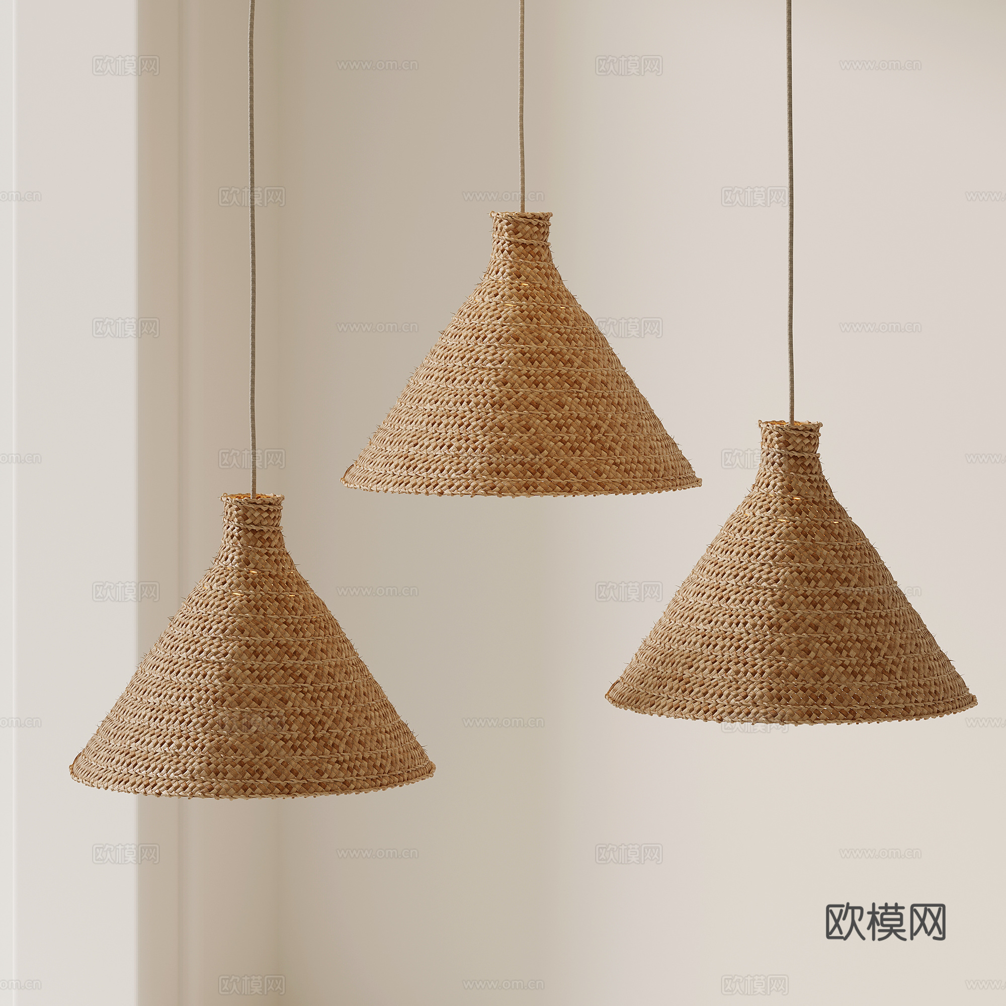 01吊灯 侘寂风吊灯 小吊灯 藤编吊灯3d模型