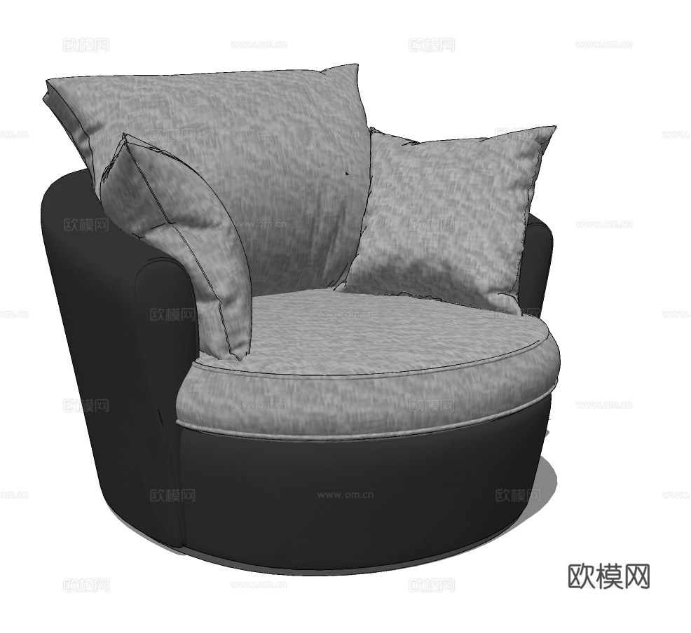 现代布艺休闲沙发su模型下载