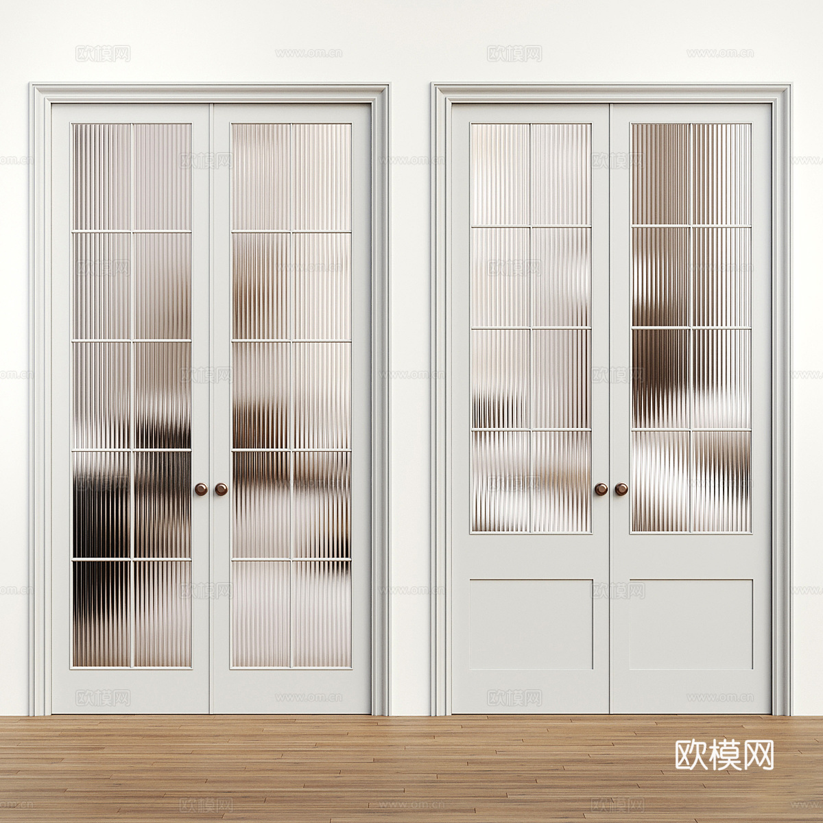 现代轻奢玻璃双开门3d模型