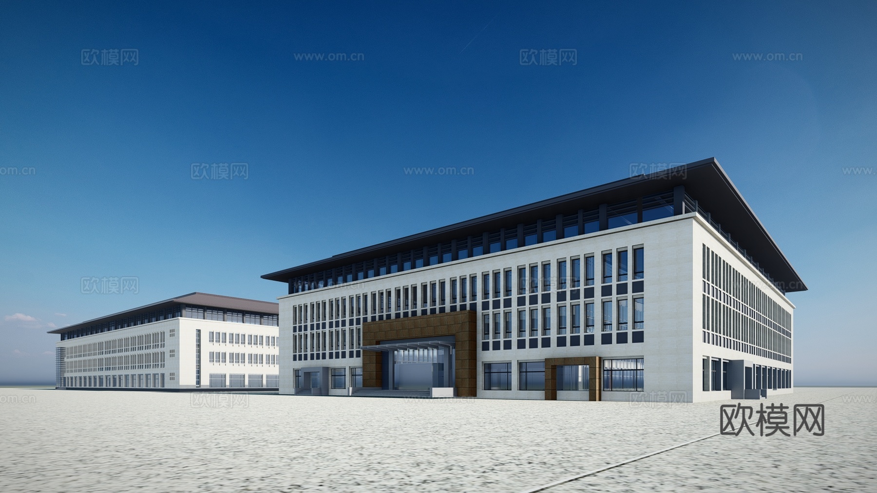 新古典政府办公楼建筑外观su模型下载
