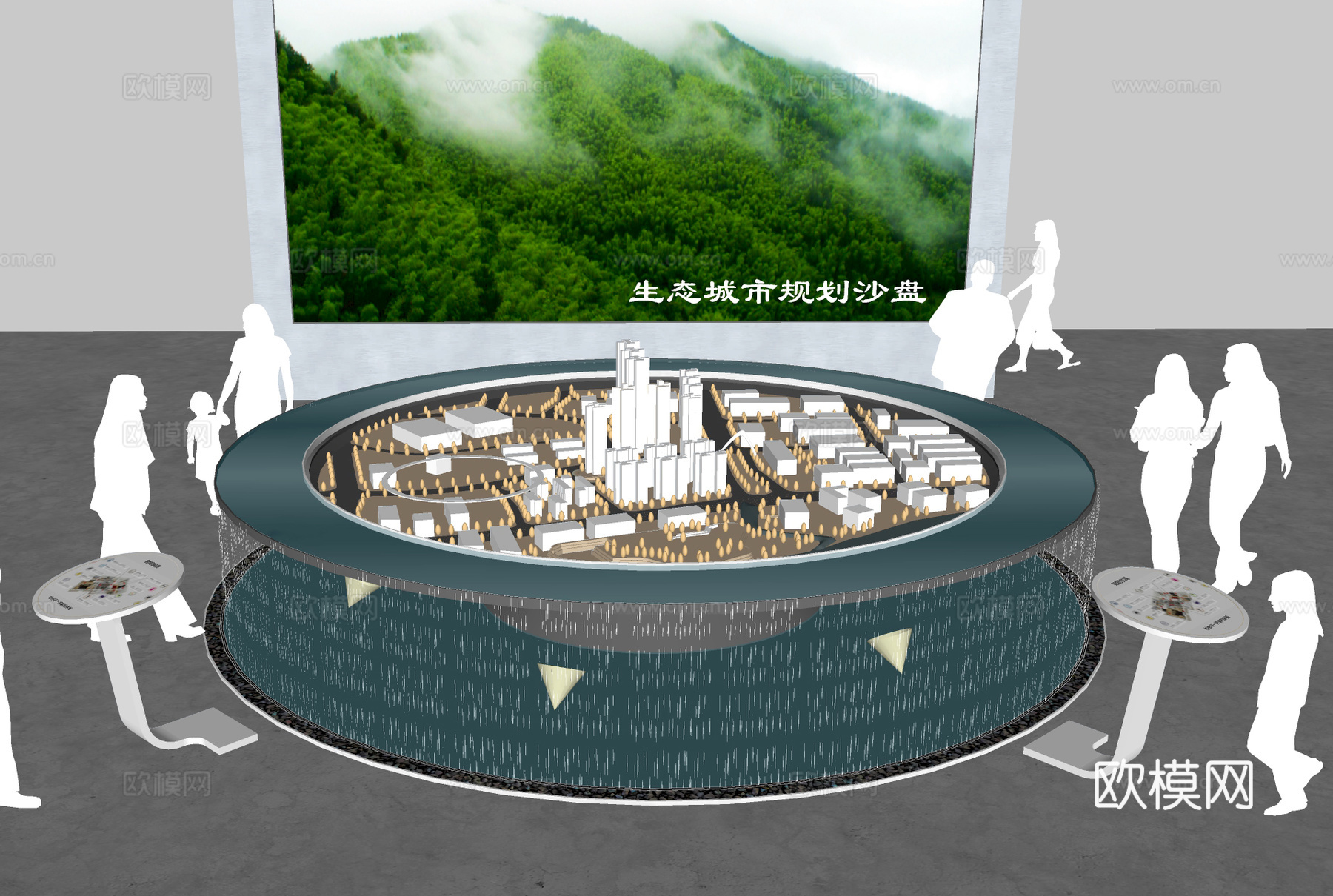 现代城市规划沙盘su模型下载