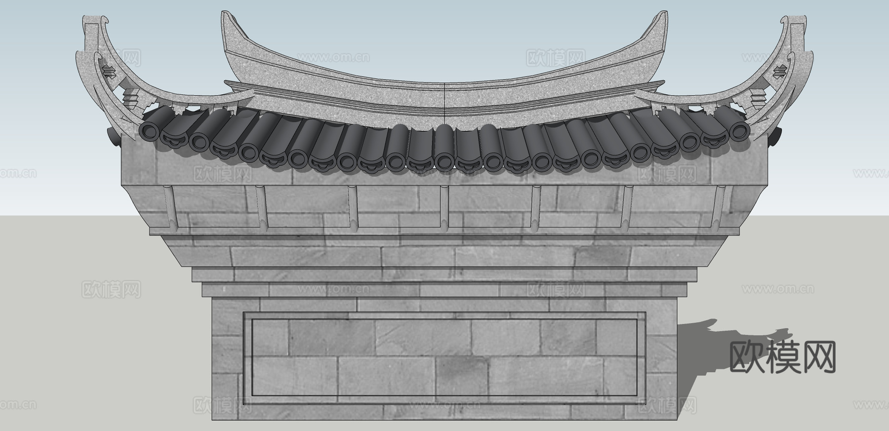 中式古建屋檐构件su模型下载