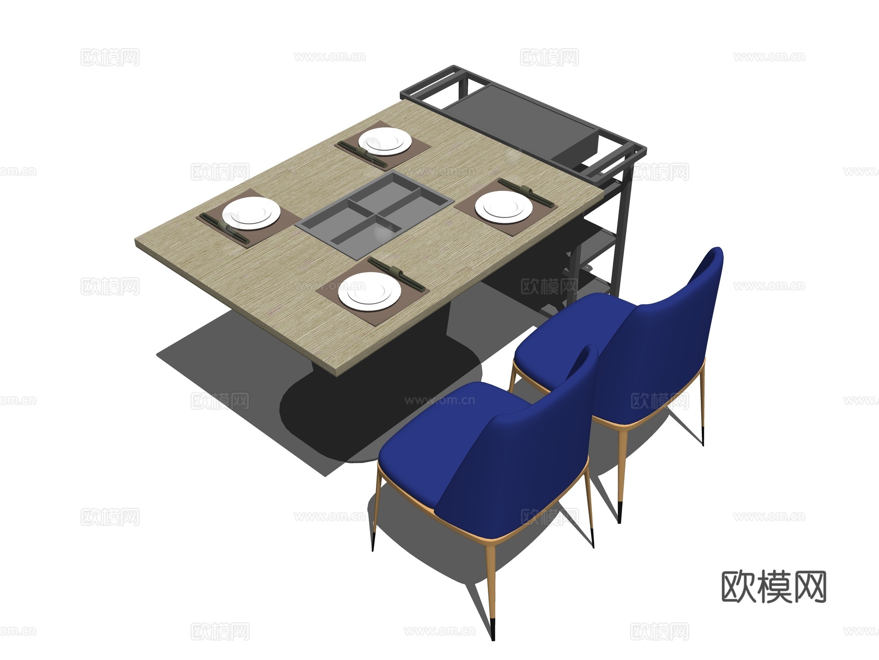 现代火锅餐桌椅su模型下载