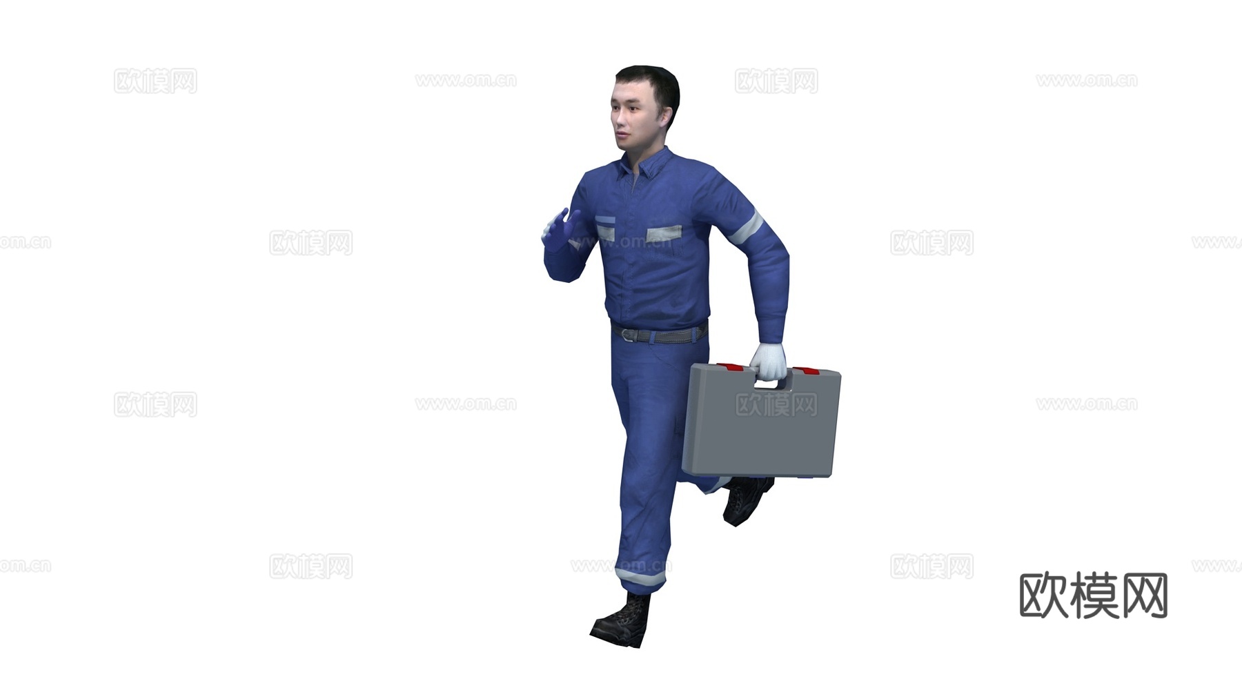 现代奔跑的工人人物su模型下载