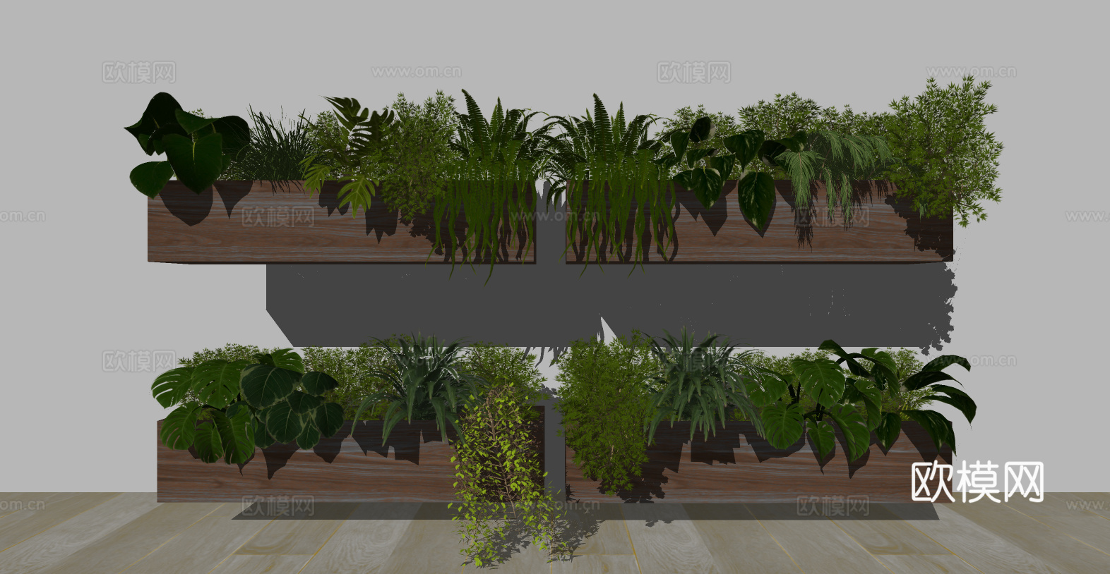 现代植物盆栽绿植花箱su模型