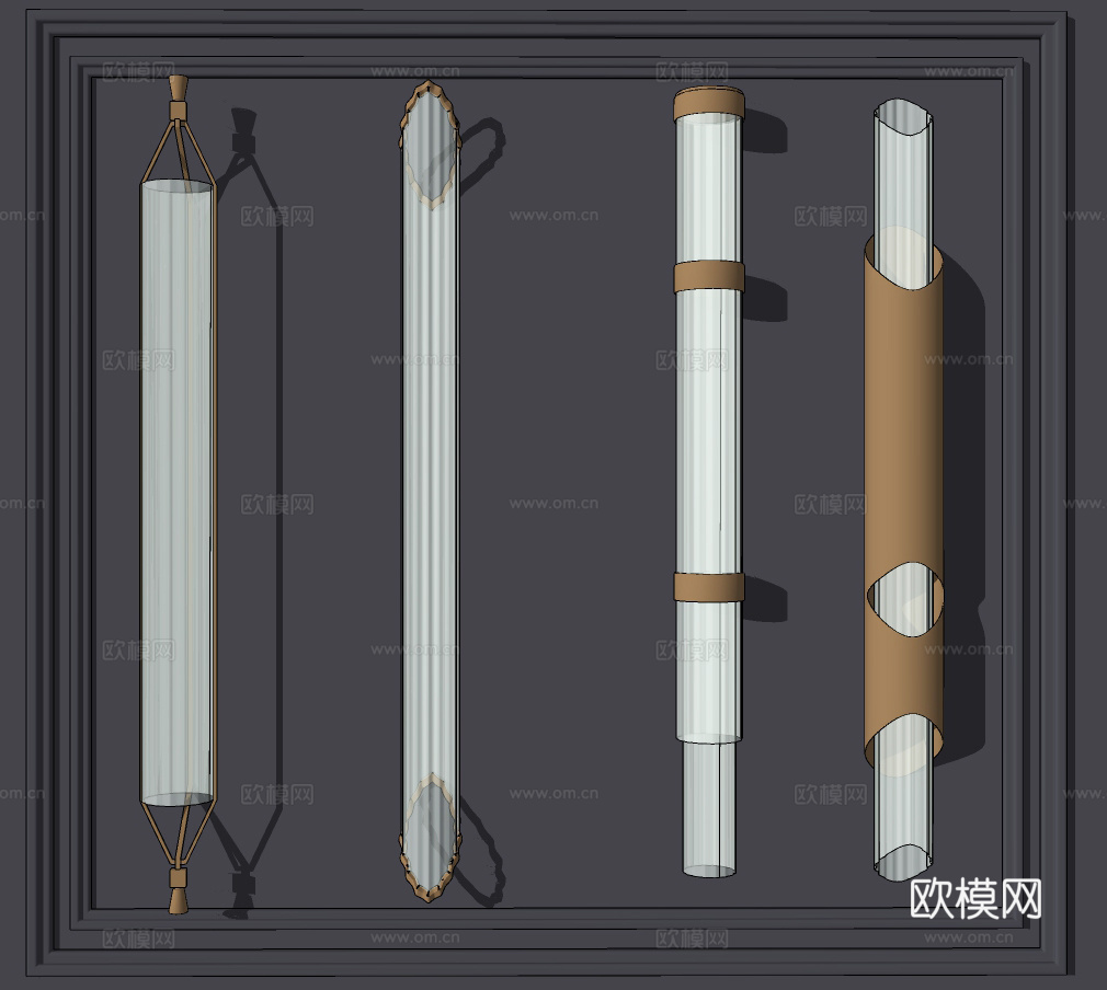 现代金属管状壁灯su模型下载